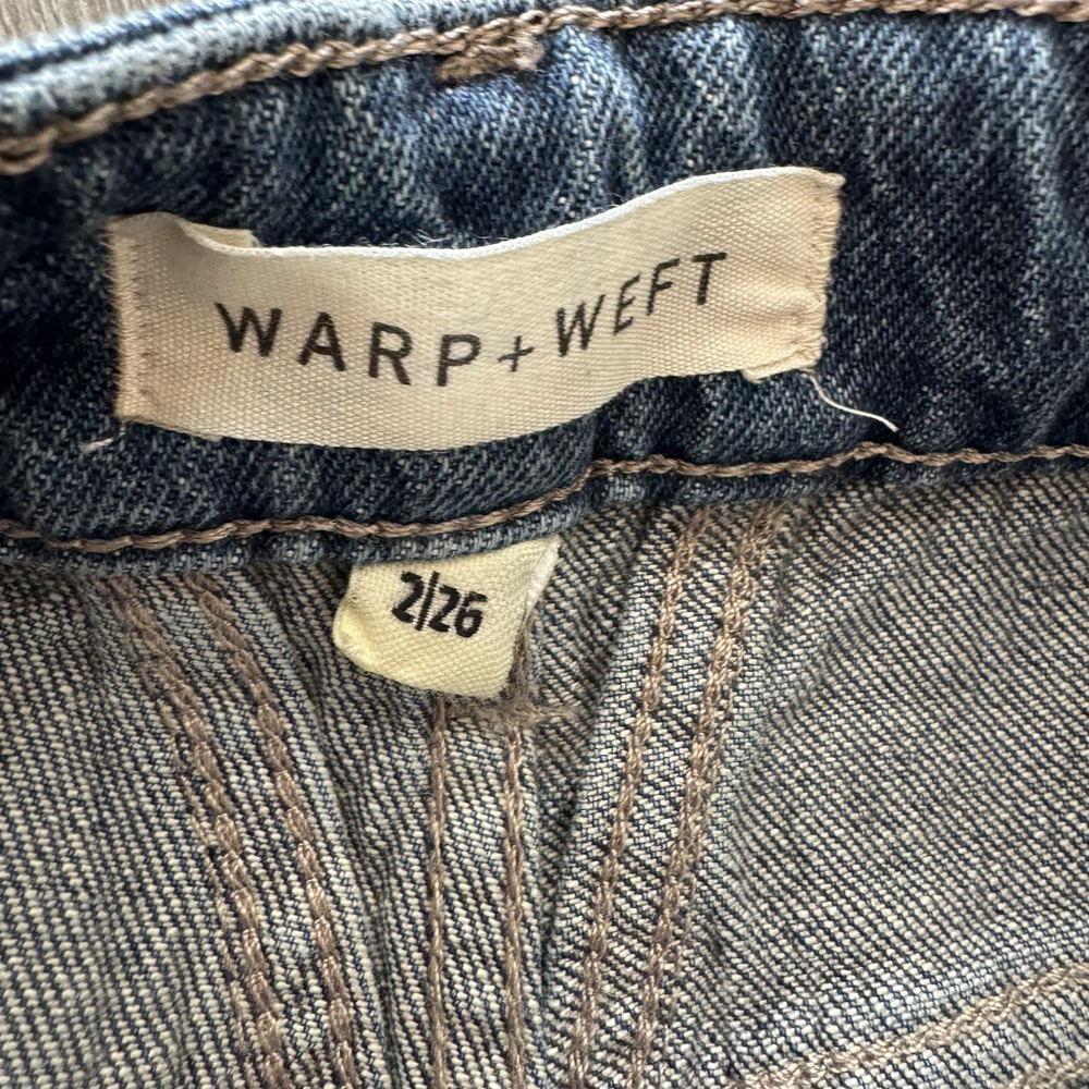 Warp + Weft Wide Leg High Rise Jeans Women's Size 2/26 Blue Denim Relaxed Fit - Picture 10 of 10